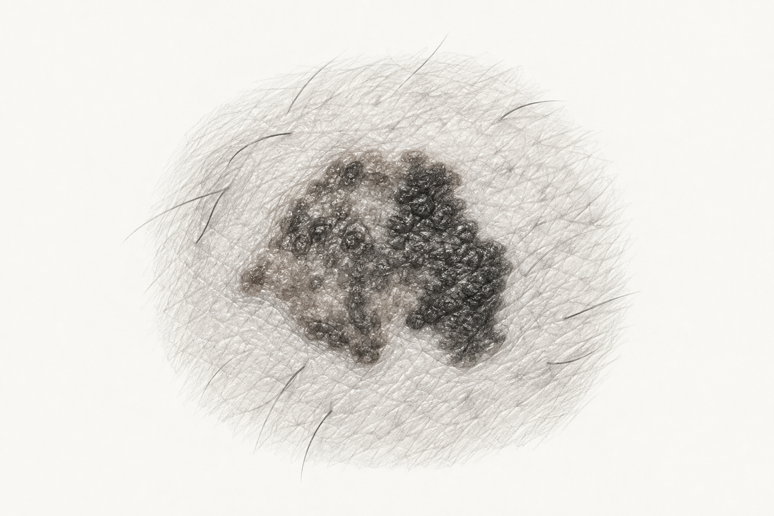 Ilustración de una lesión cutánea pigmentada en una página sobre melanoma.